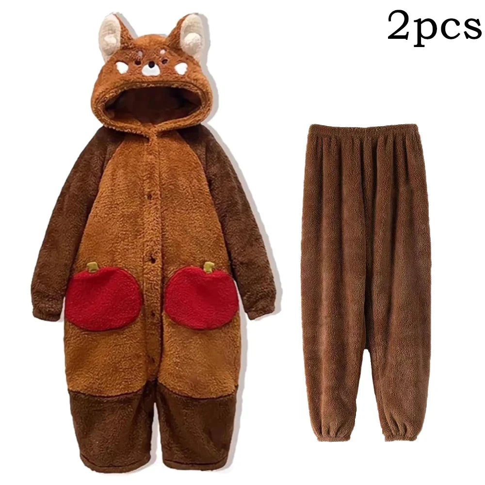 Adult Raccoon Cosplay Costume Robes Kigurumi Unicorn Onesie Anime Nightgown Halloween Cartoon Bear Pajamas Winter
