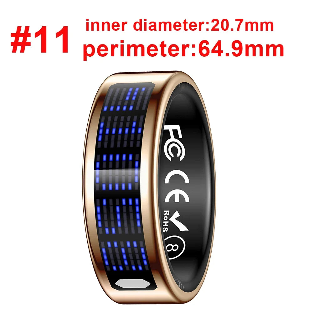 New Ultra-thin Lightweight Smart Ring Multi-functional Display Heartrate Health Caller ID Reminder Motion Detection Waterproof