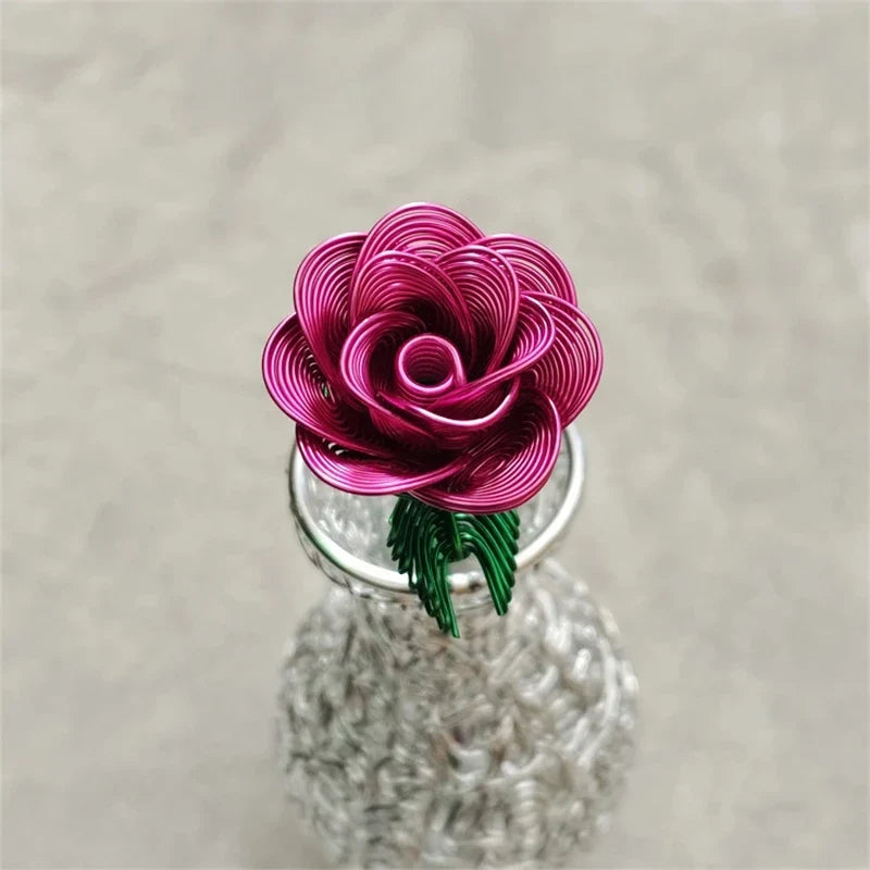 Aluminum Wire Eternal Rose Decoration (1 Piece) - Creative Eternal Love Artificial Flower DIY For Valentine's Day Wedding