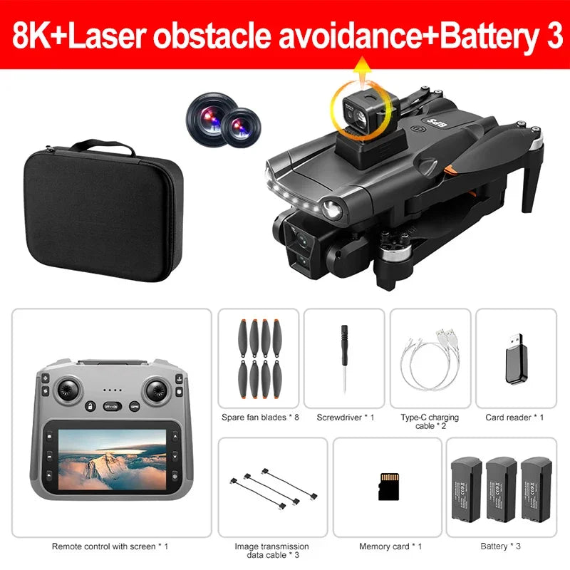 Lenovo Drone With screen RC 8K Professional HD Aerial Photography GPS Laser obstacle avoidance Three-axis gimbal Aircraft