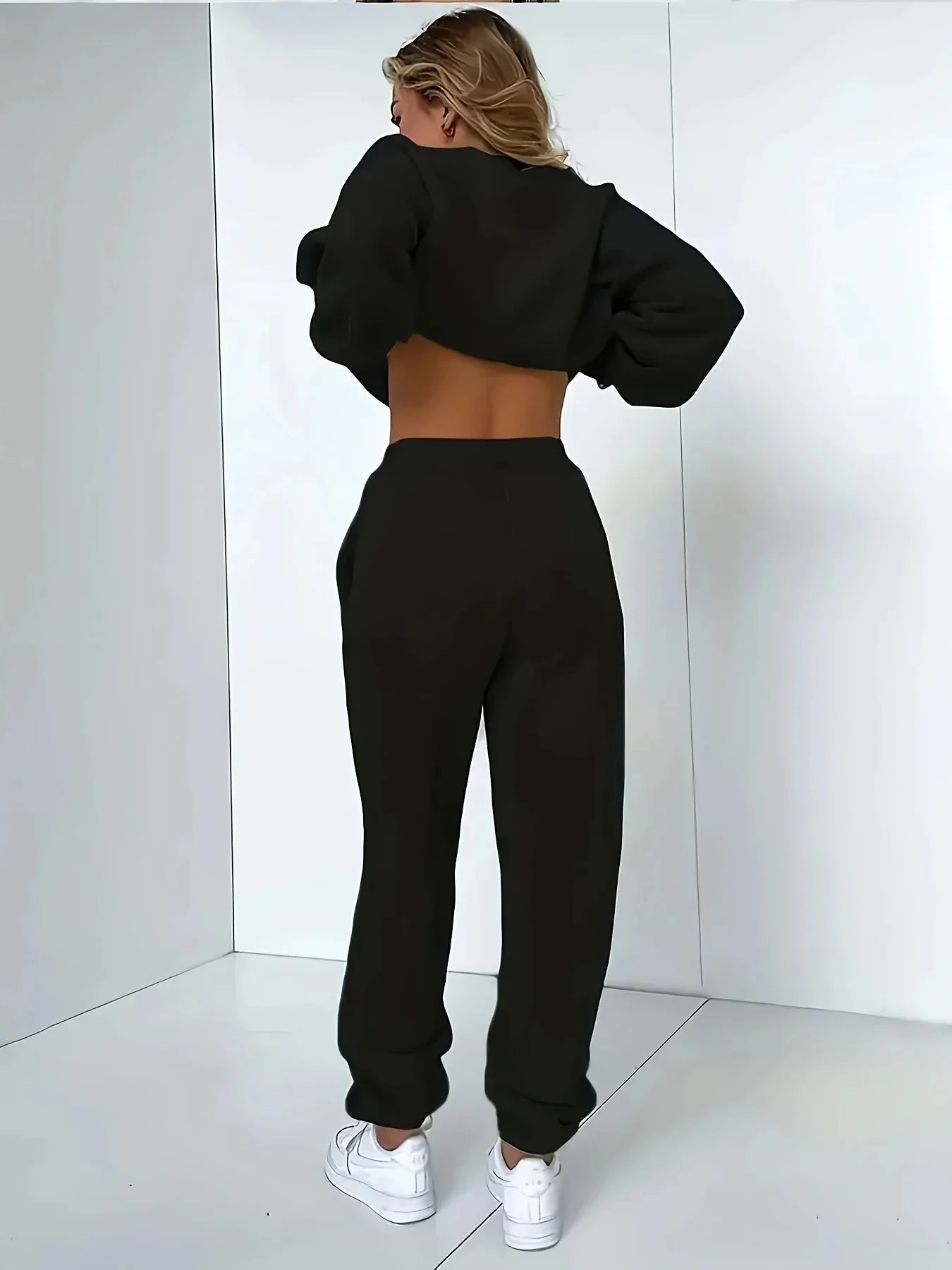 Conjunto de Sudadera con Capucha Afelpada y Pantalones para Mujer – Chándal de Invierno Acogedor