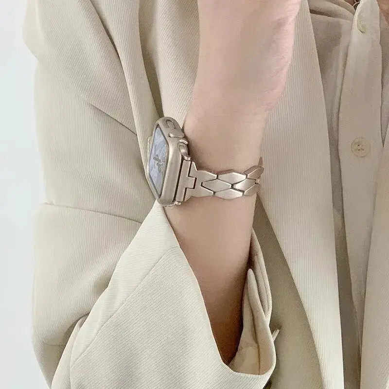 Apple Watch Herringbone Stainless Steel Band, Starlight