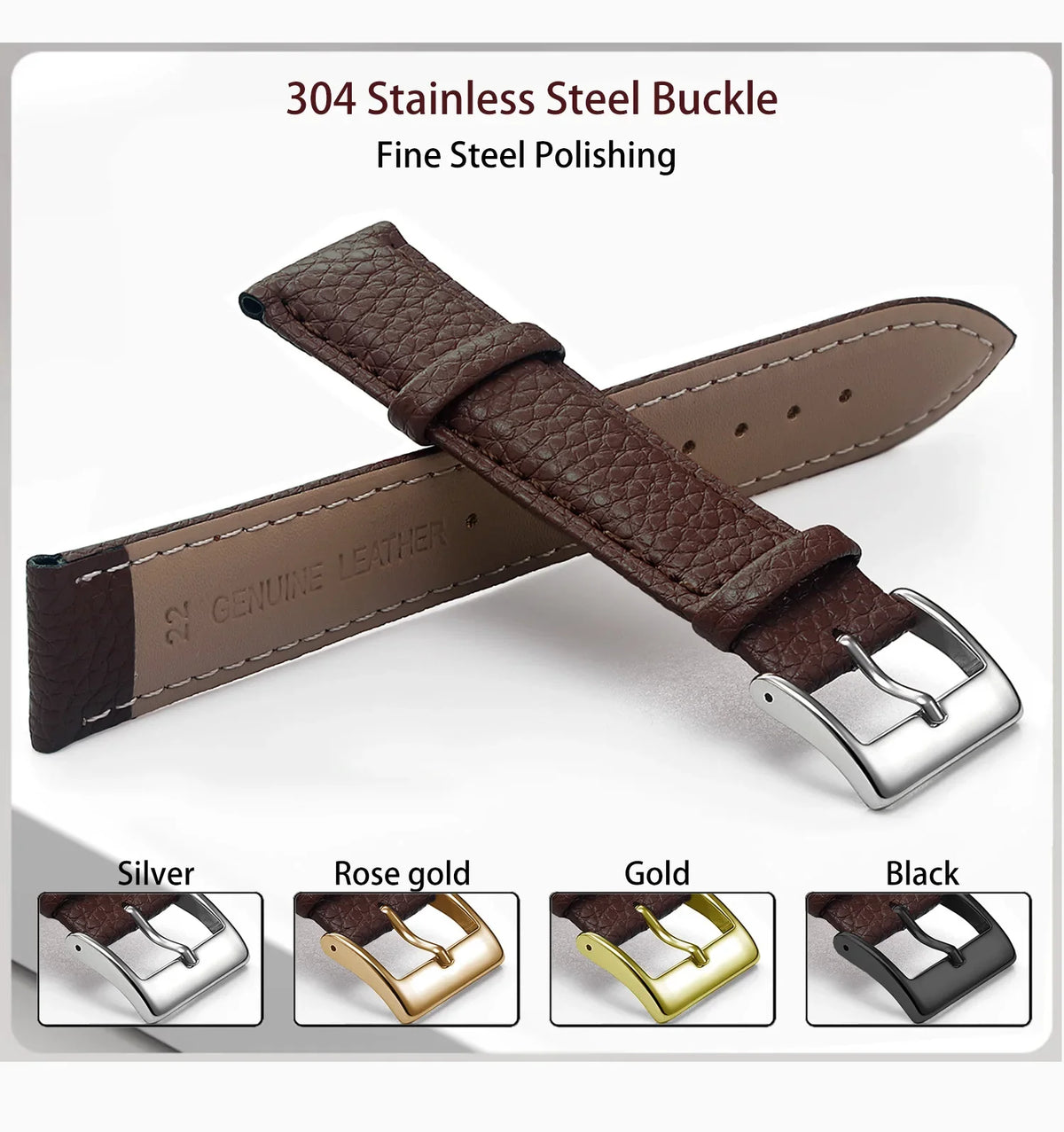 Huawei Watch & Watch GT Grained Leather Band, Spring Bars & Tool