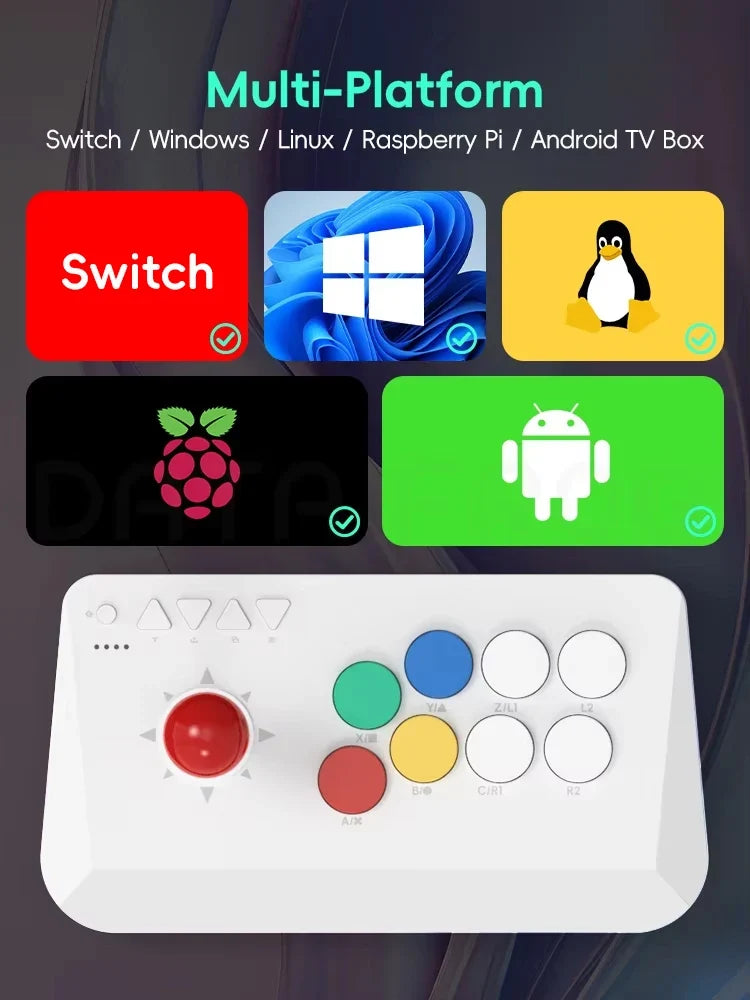 DATA FROG Y5A Wireless Arcade Fight Stick Game Controller with 2.4G Receiver & Wired Mode For Switch 2 / Windows PC
