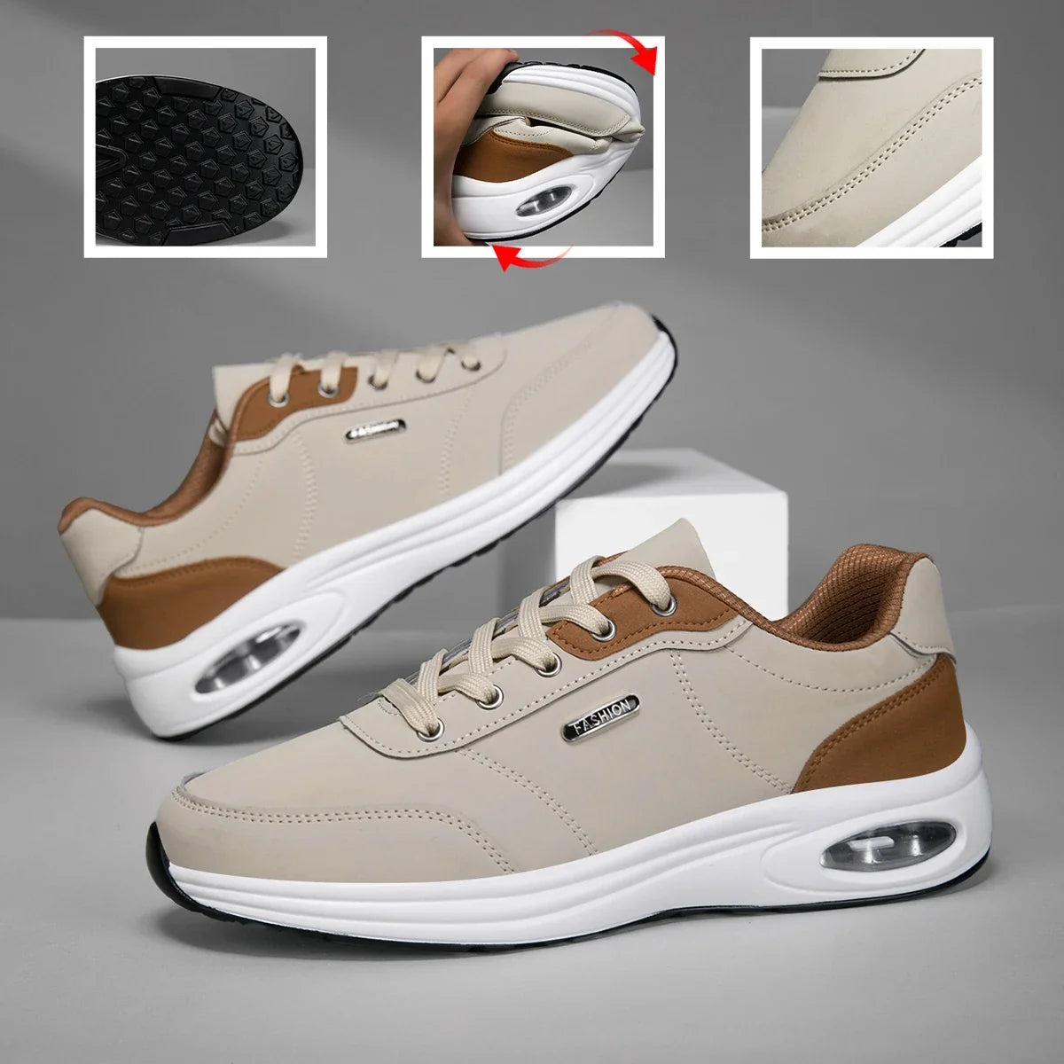 Men's Casual Sports Shoes Waterproof Walking Sports Shoes Casual Men's Leather Sports Shoes Non-slip Shoes Men's Tennis Shoes