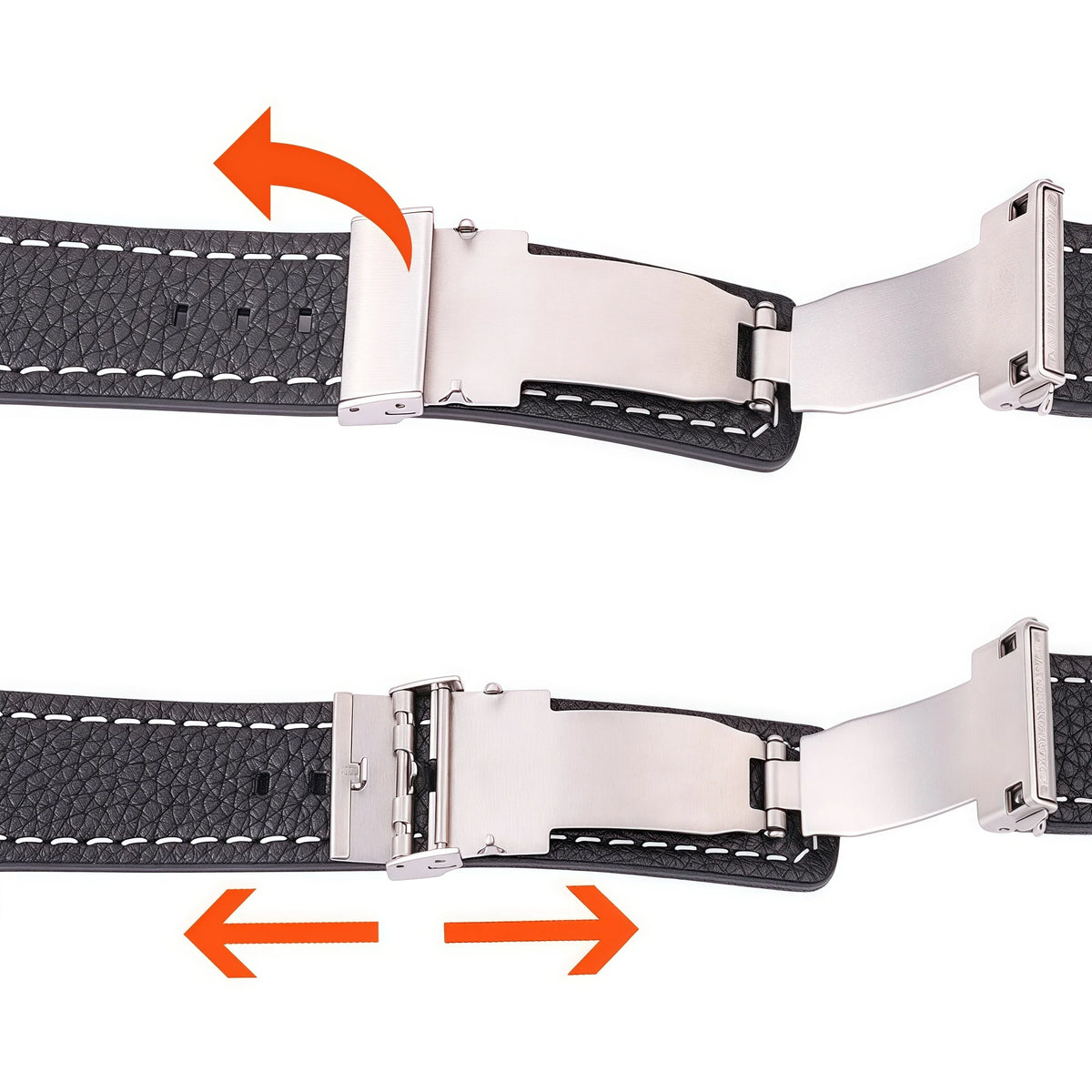 Garmin 18/20/22mm Quick Release Pebbled Leather Band with Folding Clasp