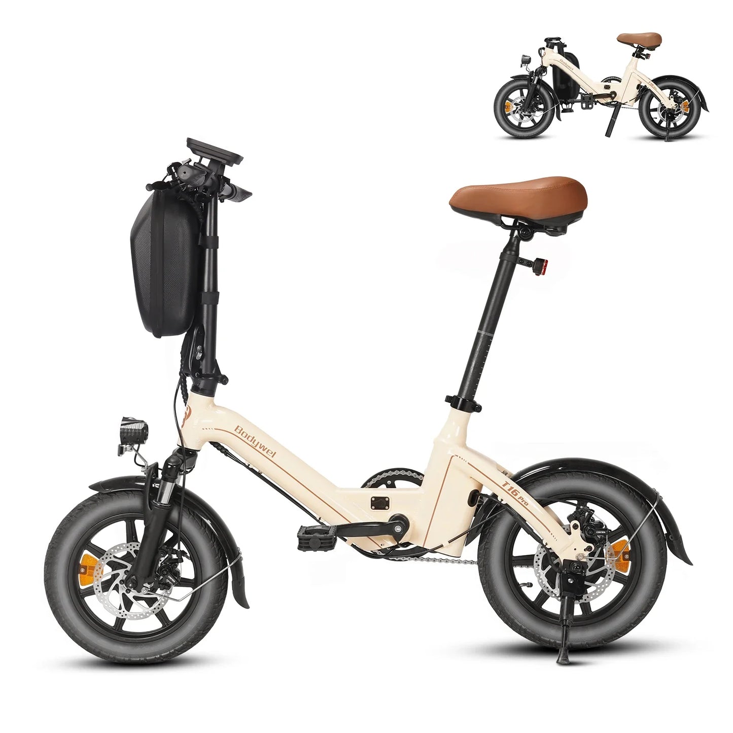 Bodywel T16Pro 250W 36V 10.4Ah Electric Folding Bike 14 Shock Absorber Double Disc Brakes LCD Urban Commute