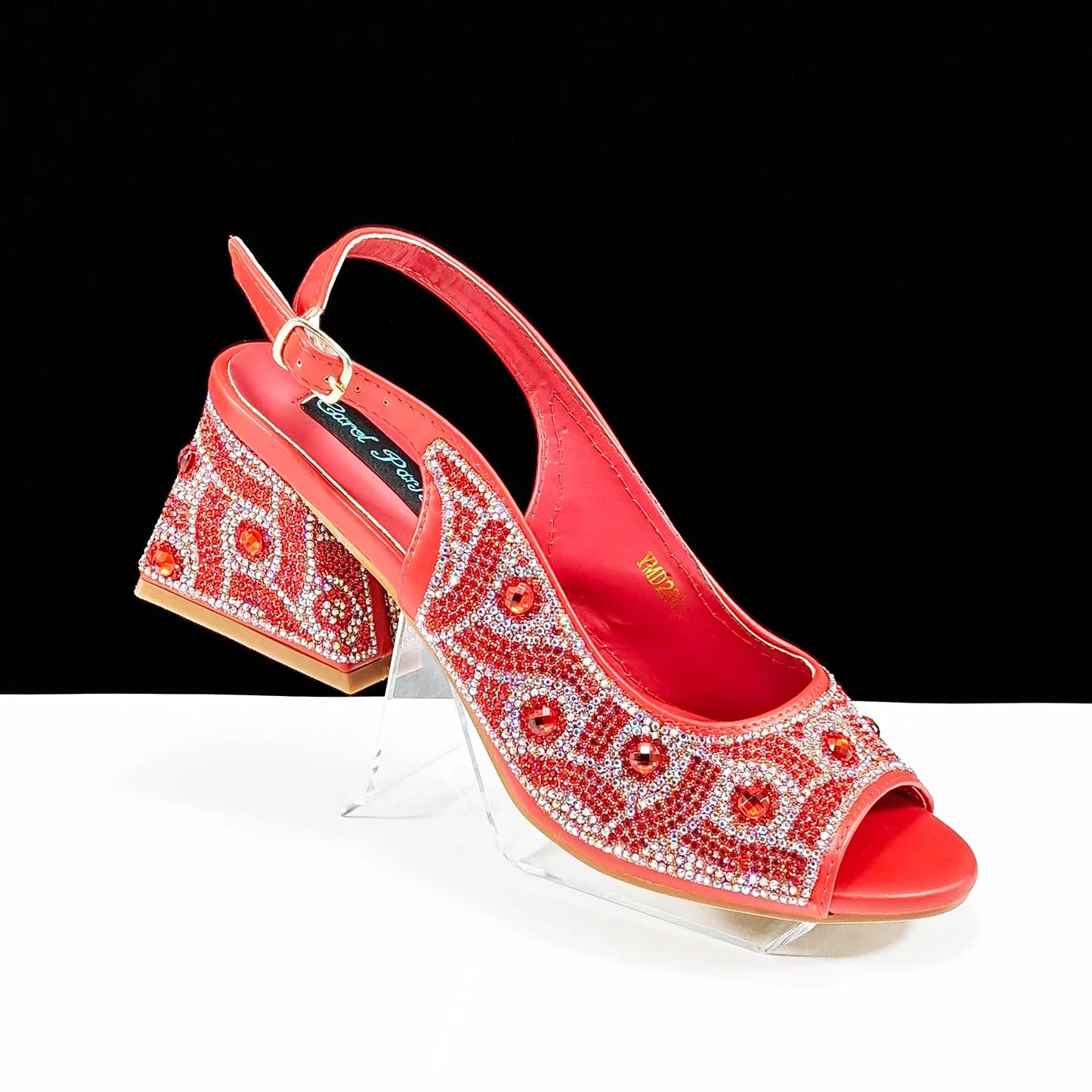 QSGFC 2024 Rhinestone Design INS Hot Sale New Arrivals African Shoes and Bag Set in Green Color Open Toe Comfortable Women Heels
