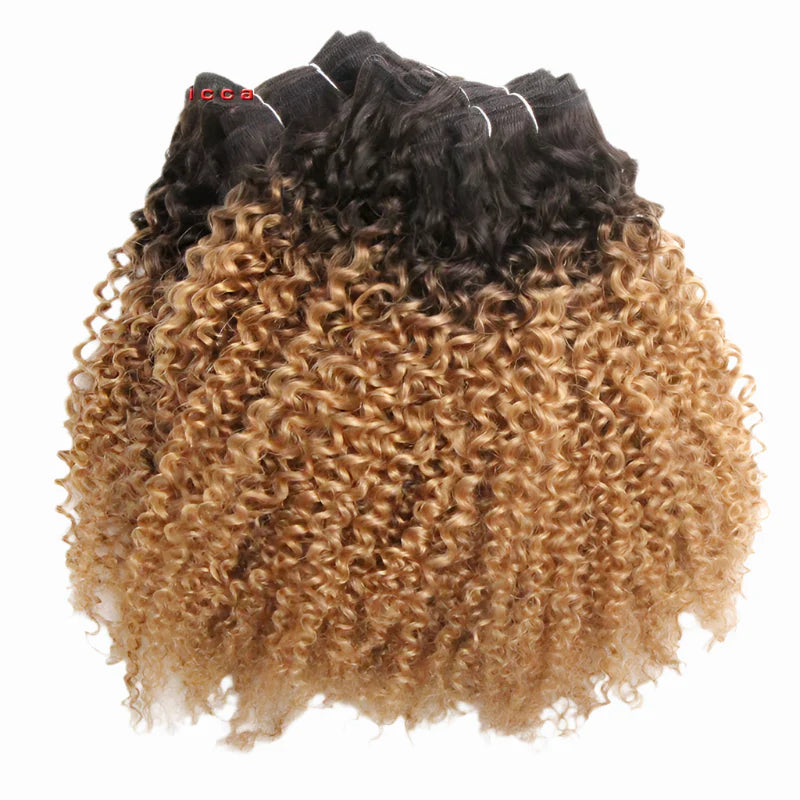 Extensiones de Cabello Humano Rizado Peruano - Tejido Jerry Curl, Extensiones de Cabello Remy de Doble Dibujo, Extensiones de Color