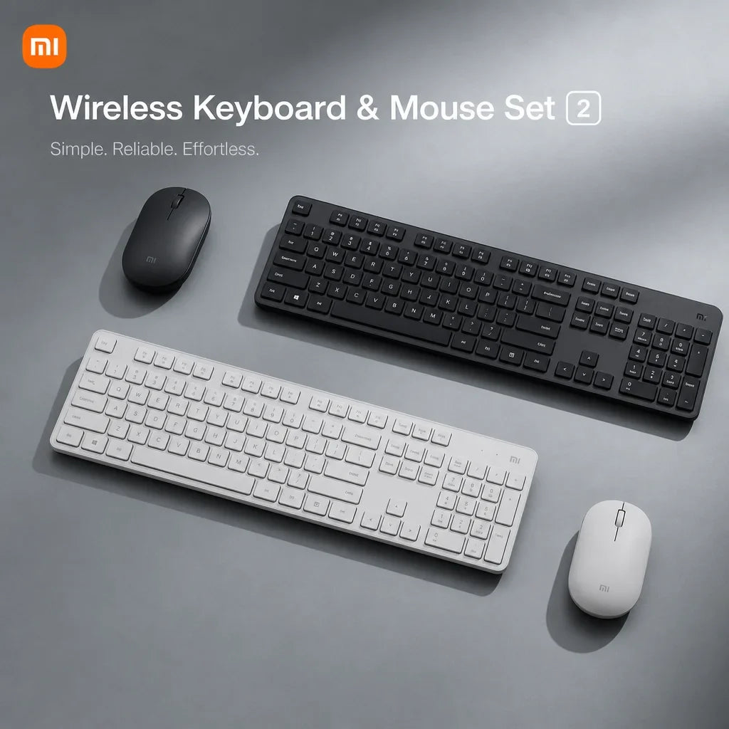 Xiaomi Keyboard and Mouse Set 2 2.4G Wireless Keyboard and Mouse Set Office Slim Keyboard 104Keys Smart Energy-saving Sleep Mode