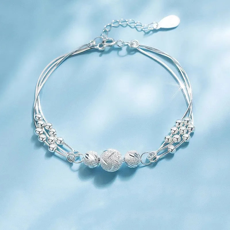6pcs 925 Sterling Silver Rhinestone Bracelets for Women Girls Luxury