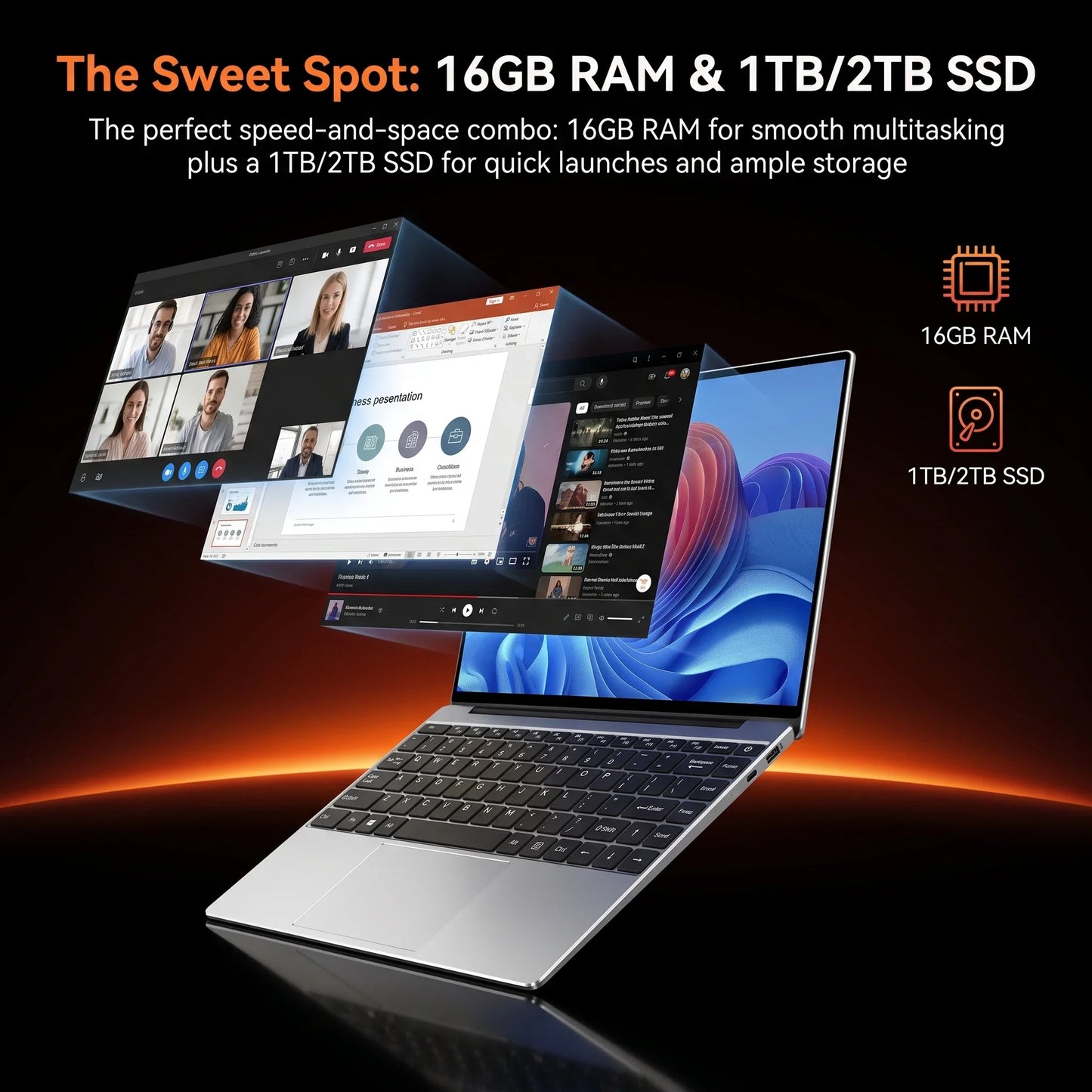 Ultra Slim 14.1" Laptop Intel 4405U Windows 11 Pro 16GB 1TB/2TB Notebook Gamer 1920*1080 Display Office Study Computer PC