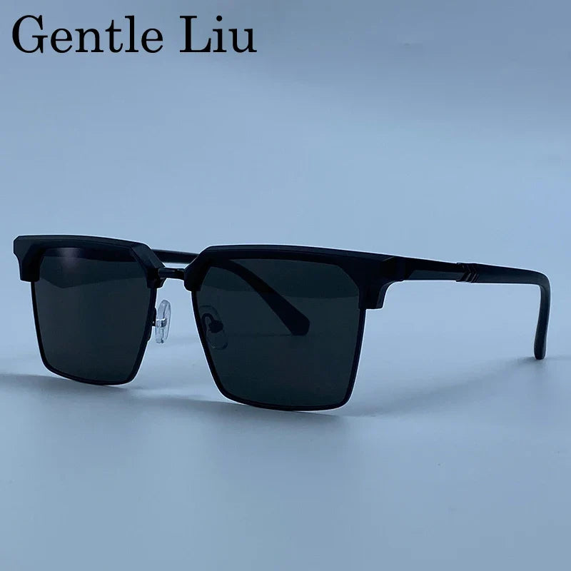 2026 Luxury Designer Square Sunglasses Men Classic Vintage Black Gold Metal Frame Sun Glasses Steampunk Driving Eyewear Shades