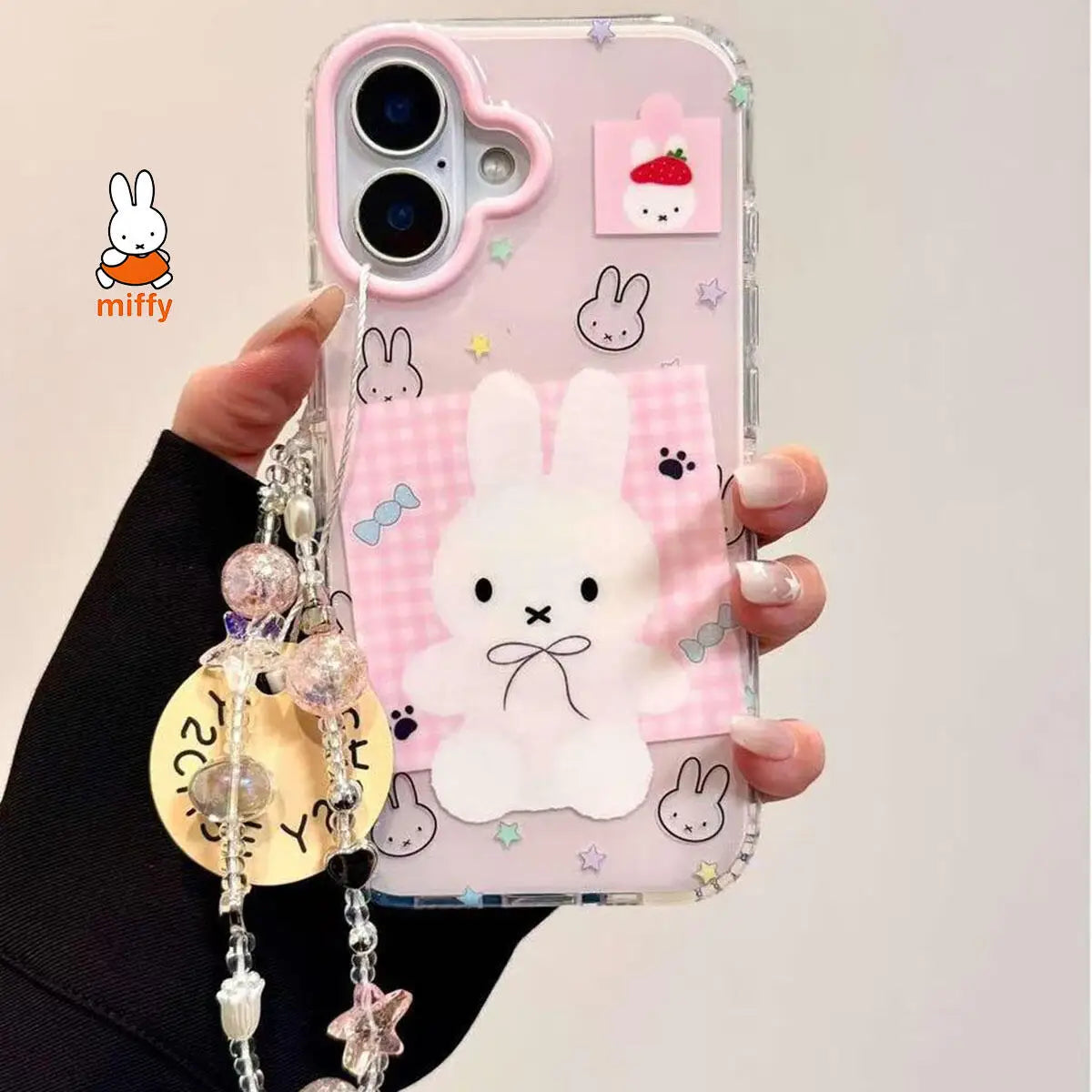Miffy Kawaii Cartoon Mobile Phone Case Cute Anime Rabbit Pendant Phone Case Suitable For iPhone