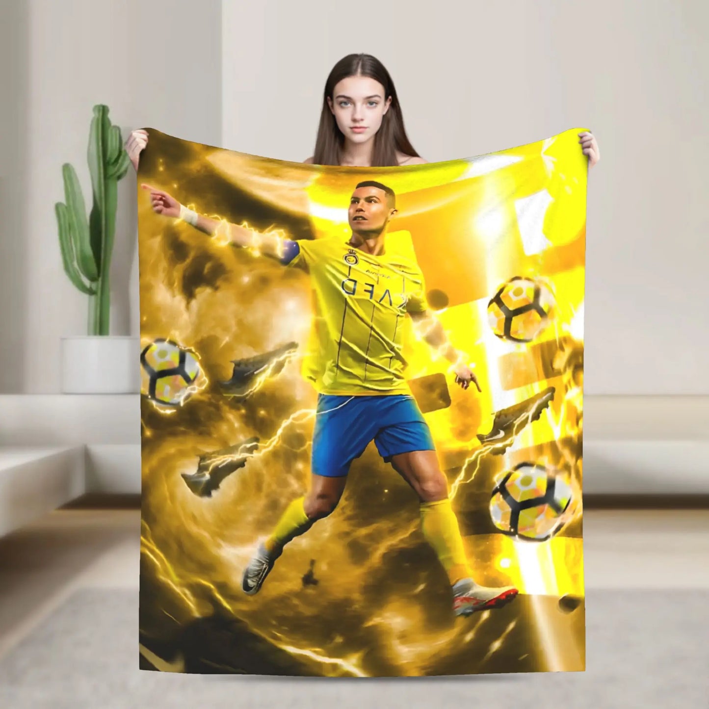 CR7  Football Soccer Blanket Ronaldos Flannel Funny Warm Throw Blanket for Bedding Lounge Decoration