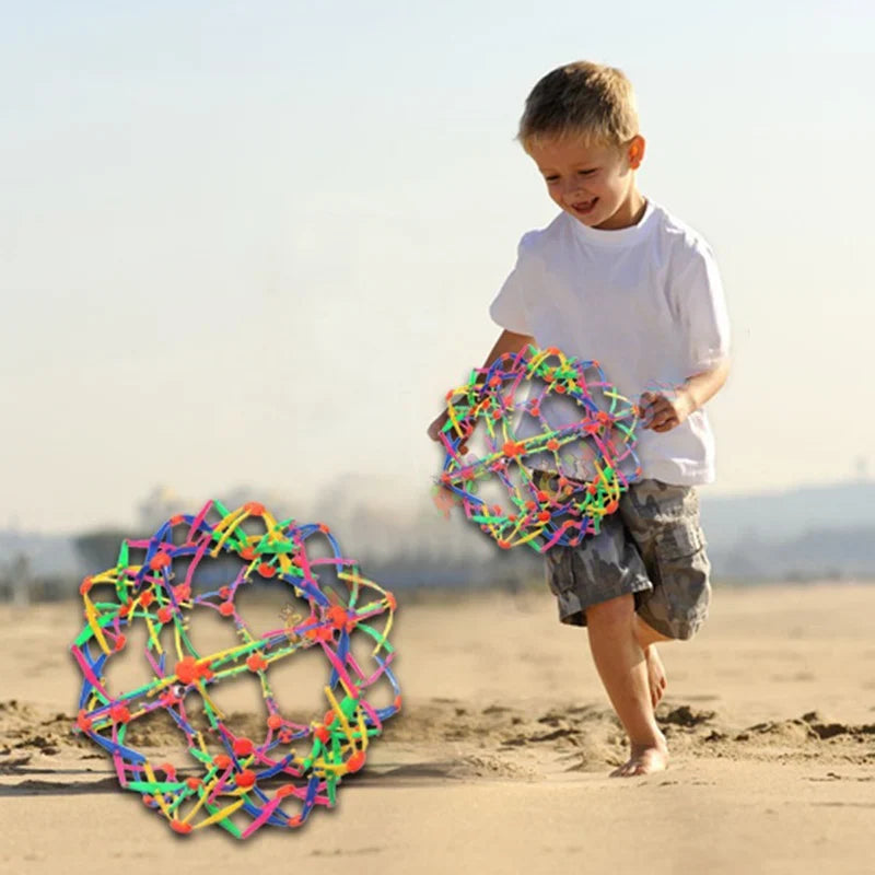 Colorful Retractable Ball Kid Magic Indoor Outdoor Flower Ball Throwing Ball Game Parent-Child Interactive Toy Kid Sensory Toys