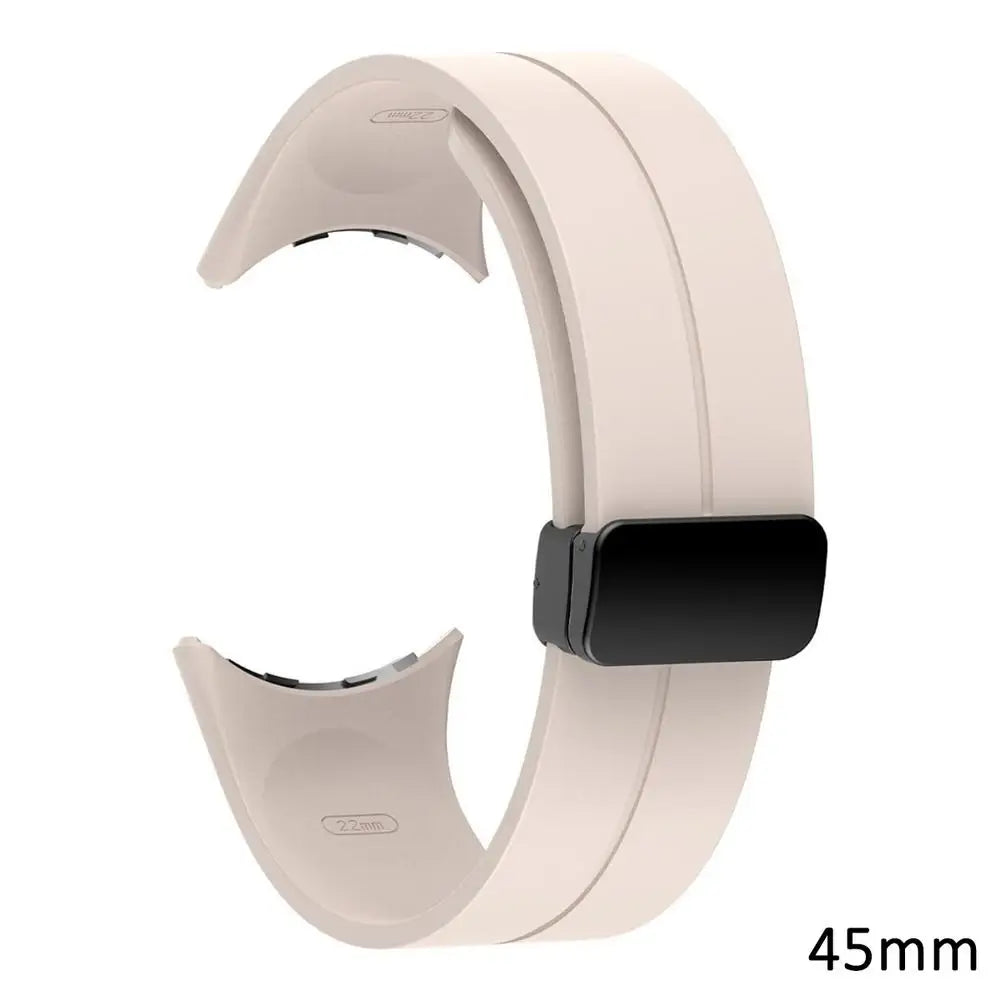 Google Pixel Watch 5, 4 & 3 Silicone Band, Magnetic Folding Buckle