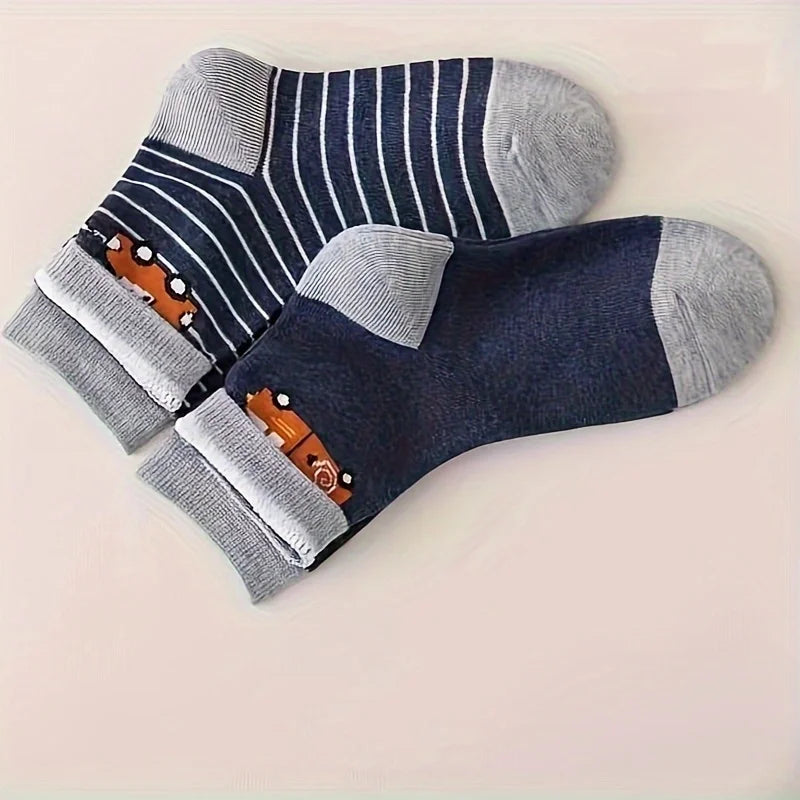 Kid's Cartoon Stripe Crew Socks