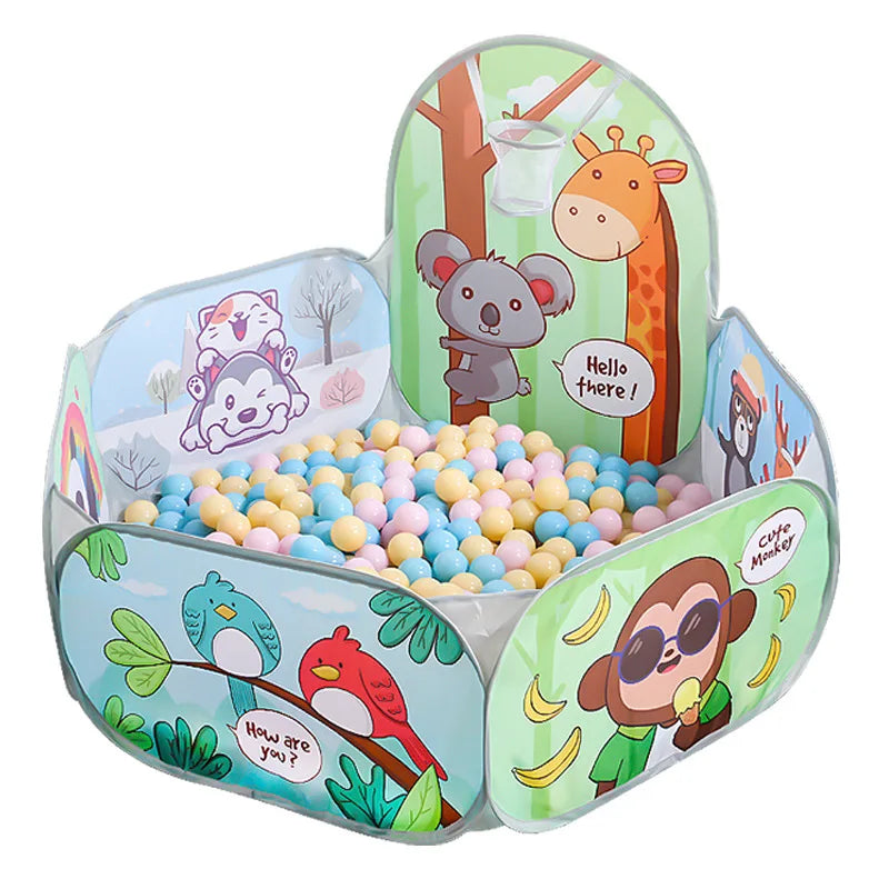 120cm Kids Playpen Playground Baby Tent Ball Pool with Basketball Hoop