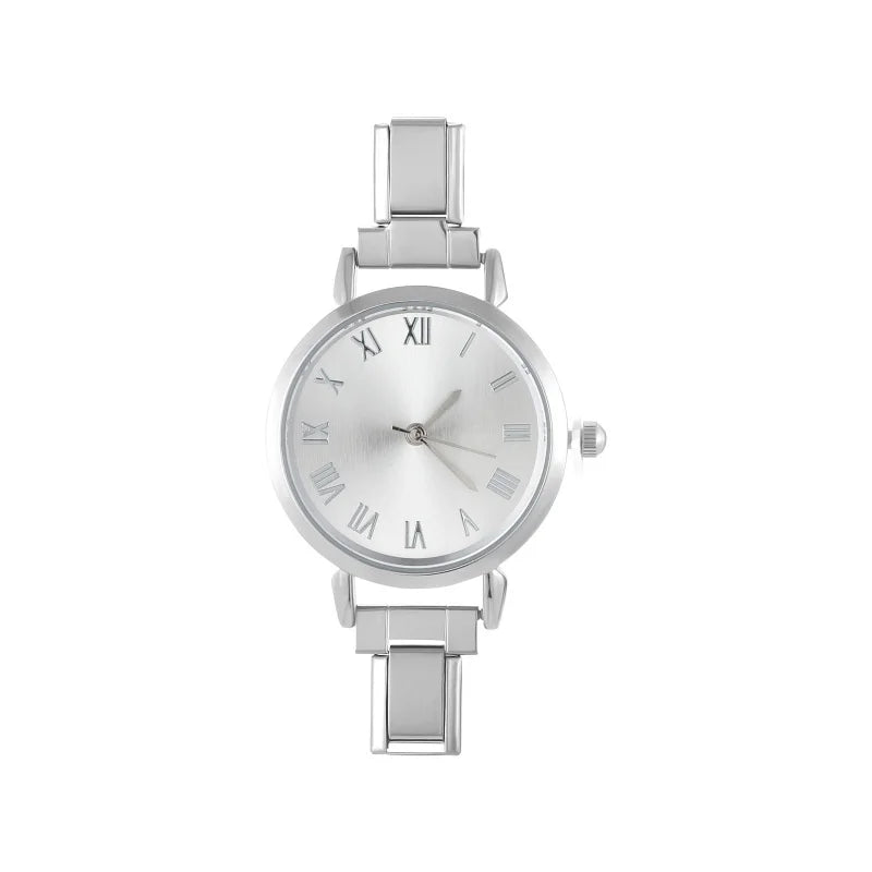 1PC 's Stainless Steel Round Simple Watch Bracelet Bangle for Friend