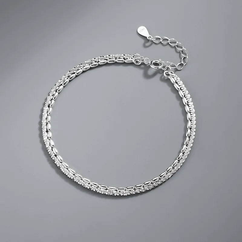 925 Sterling Silver Hollow Heart Bracelets for Women Girls Vintage