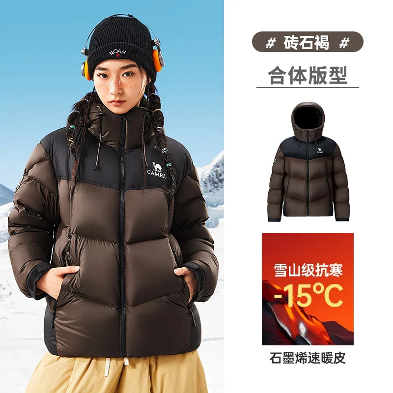 GOLDEN CAMEL Outdoor Down Jackets Unisex Women's Winter Coats High-loft Windproof Warm Duck Down Padding Puffer Jacket Camping