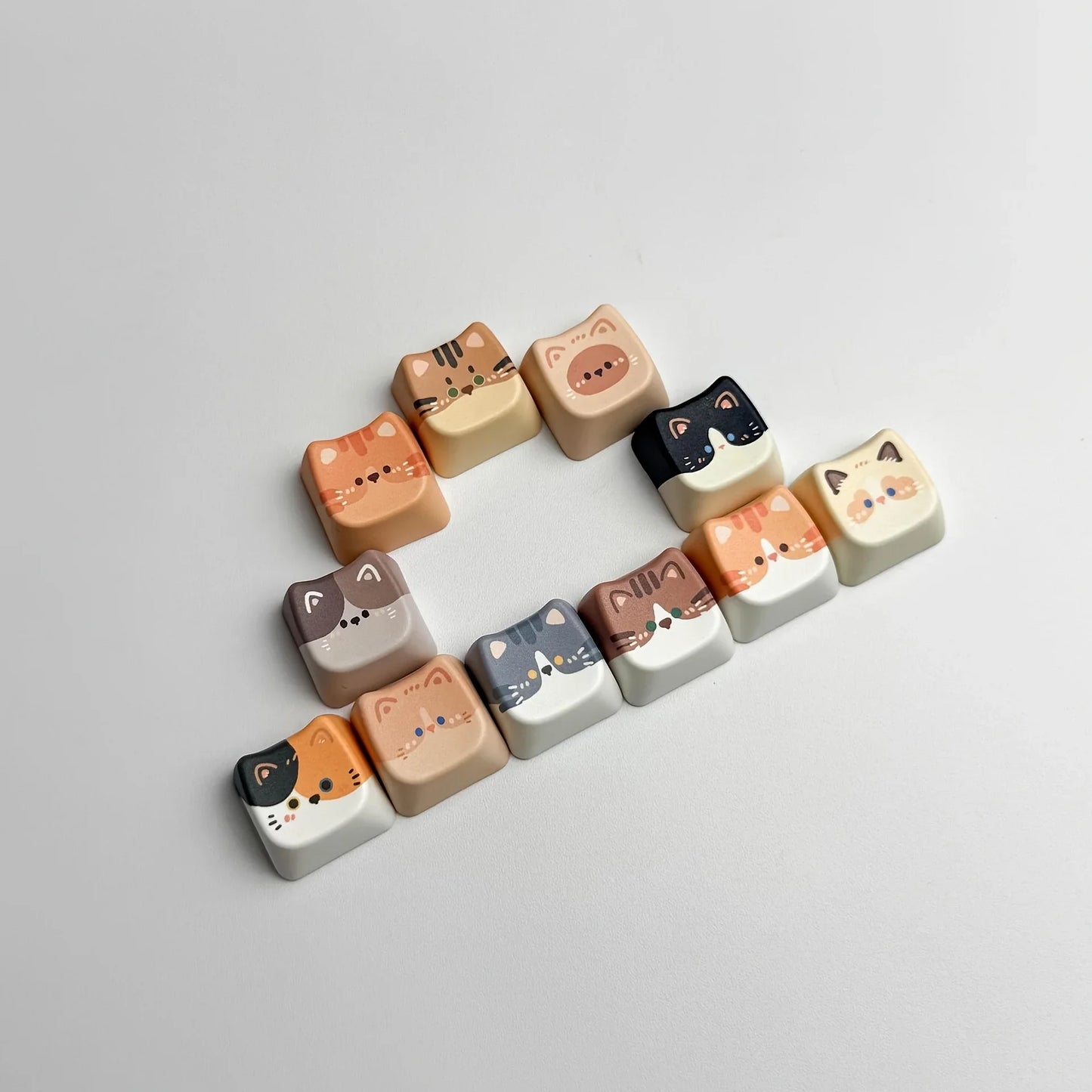 Cute Cat 4 in 1 Keyboard Button Keychain Portable Mini Cute Cat Themed Keyboard Key Pendant