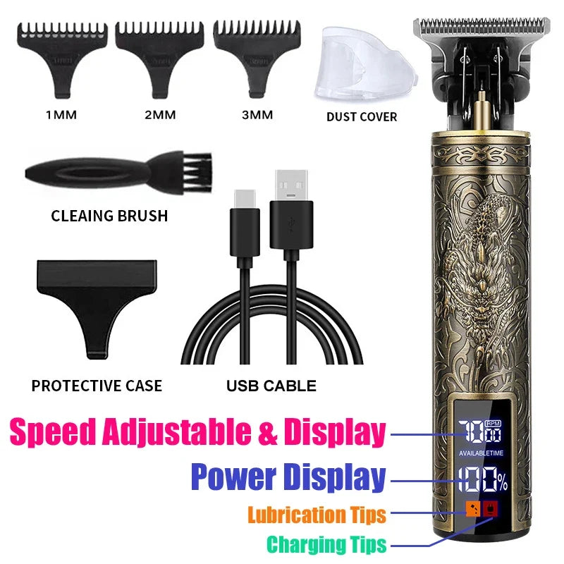 Carving Hair Clipper Professional Hair Cutting Machine Barber Rechargeable Hair Trimmer Metal Haircut Machine Clipper for Men