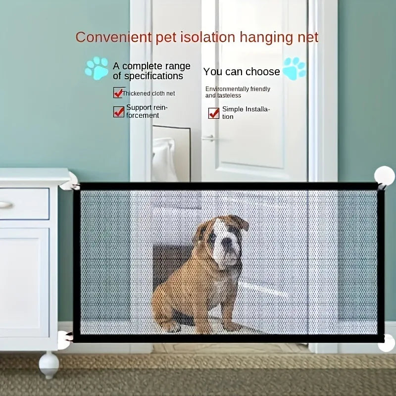 Pet Dog Barrier Fences with 4pcs Hook Pet Isolated Network Stairs Gate New Folding Breathable Mesh Playpen for Dog Safety Fence