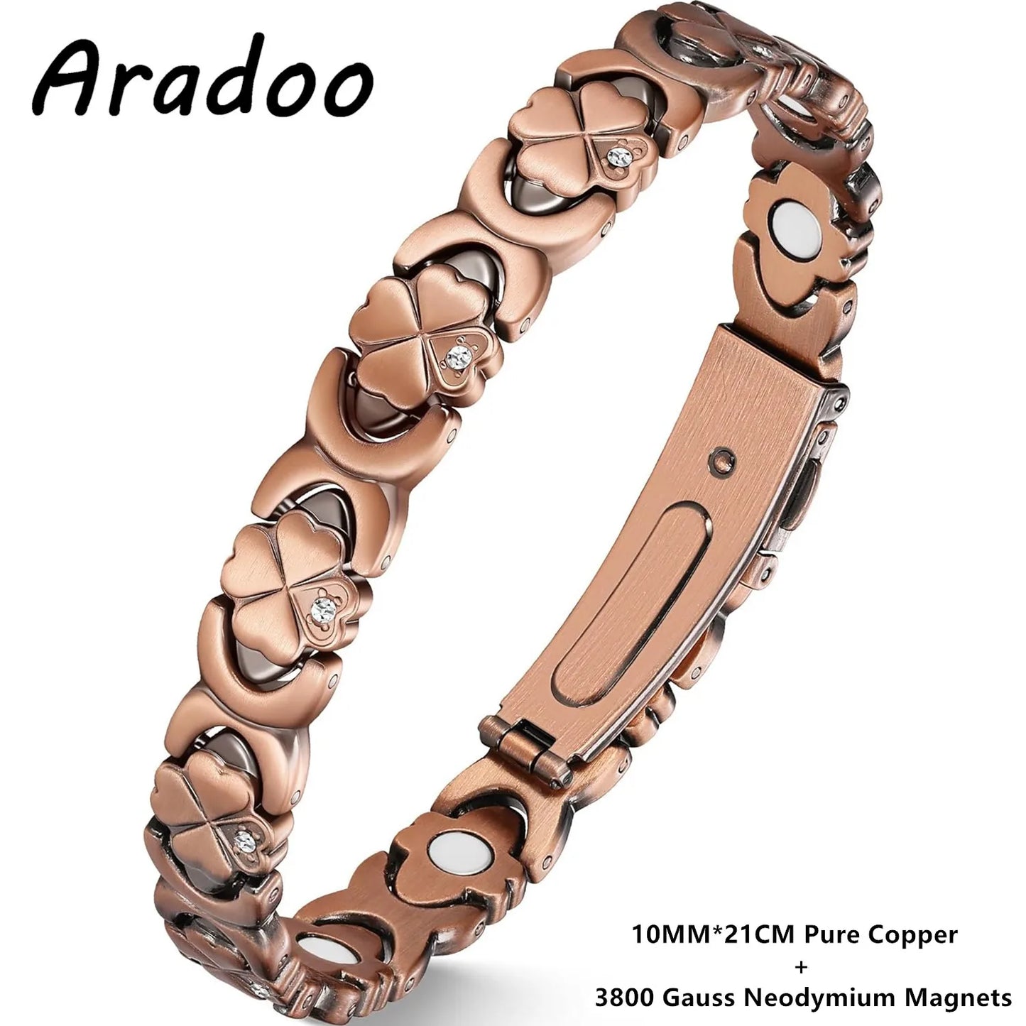 ARADOO Rose Design Pure Copper Bracelets for Women with 3800 Gauss Neodymium Magnetic Bracelet Jewelry Gifts