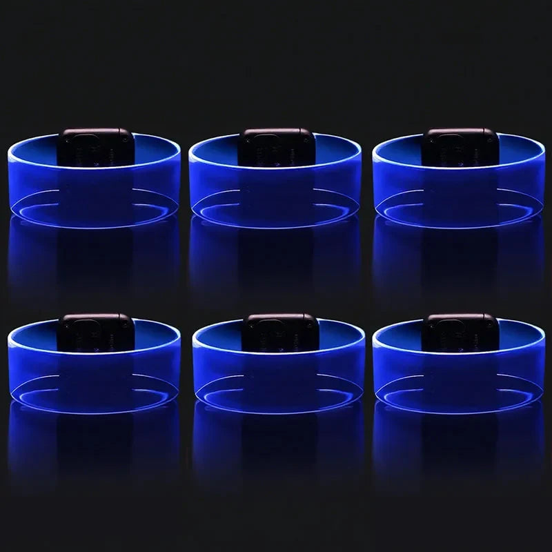 6-60Pcs LED Bracelets for Party Glow in The Dark Flashing Wristband 3 Modes Adjustable Light Up Armband for Wedding Party Favors
