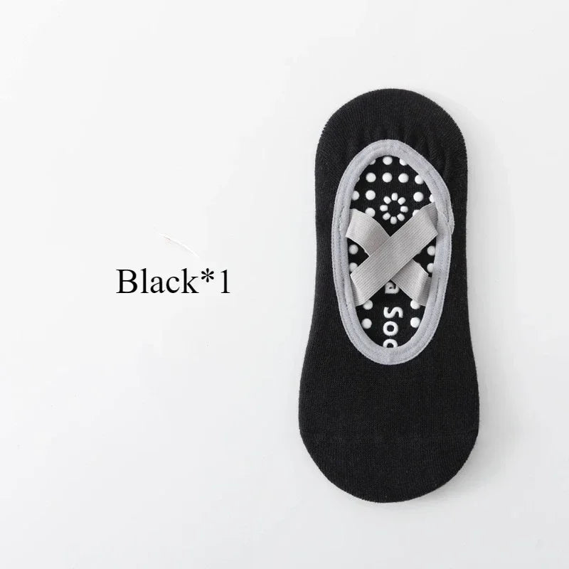 1/ 4Pair Professional Women Yoga Sock Silicone Anti-slip Ballet Pilates Socks Women Backless Breathable Bandage Yoga Sport Socks