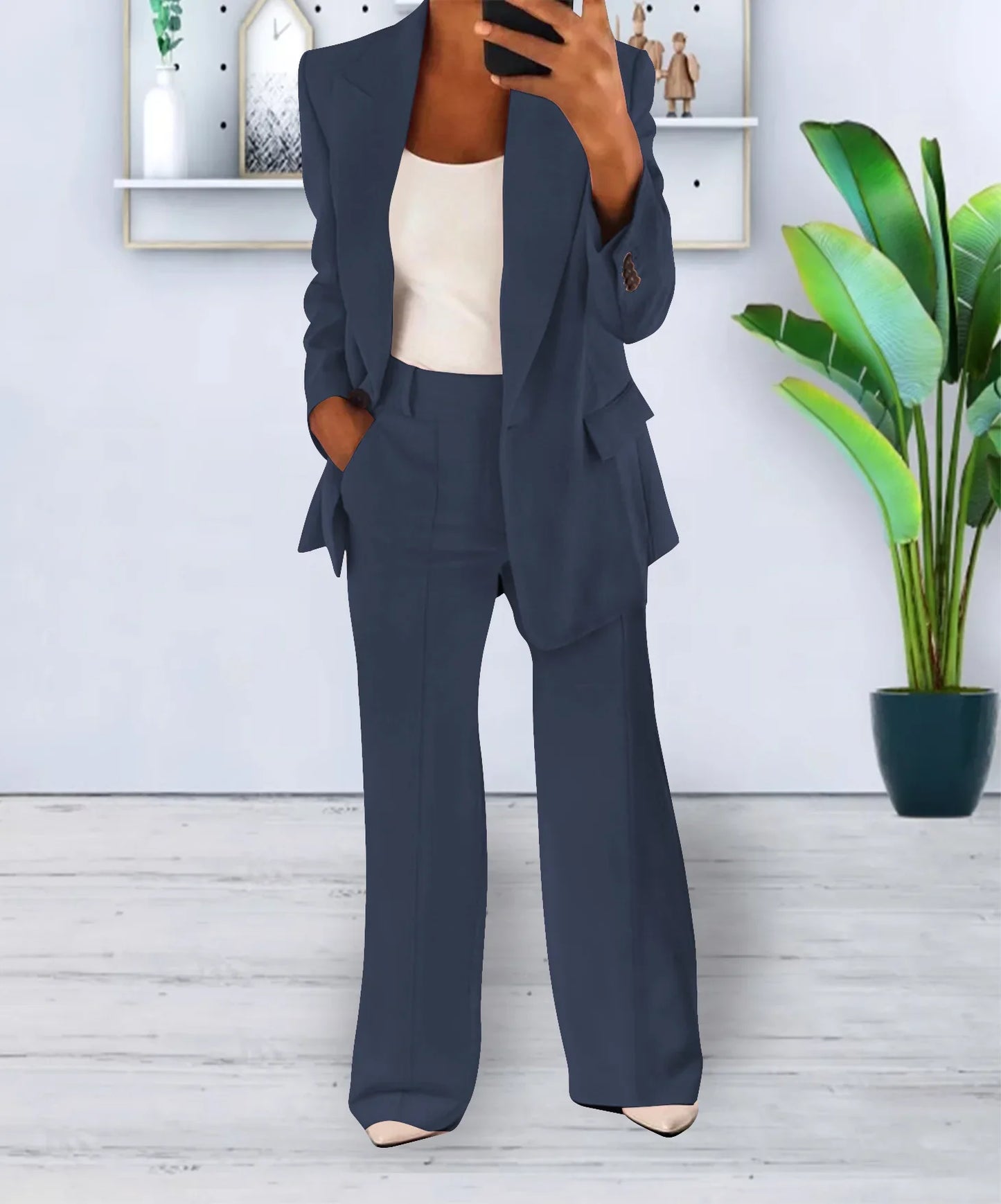 Women Spring Autumn Suit 2 Piece Sets Long Sleeve Jacket Coat High-Waisted Trousers Business Suit Office Ladies Pant Sets Outfit