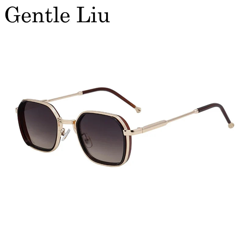 2026 Vintage Steampunk Square Sunglasses Men Polygon Small Metal Frame Sun Glasses Punk Black Eyewear For Male Driving Shades