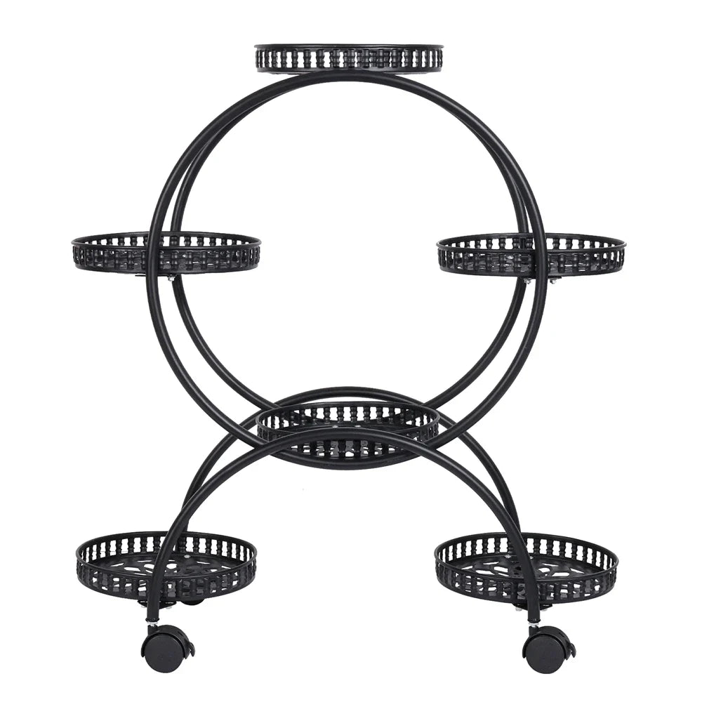 Heavy Duty Metal Plant Stand with Lockable Wheels Garden Cart Flower Pots Holder for Indoor Outdoor Use