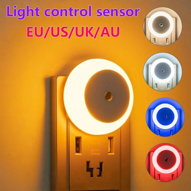 Intelligent Motion Sensor Night Light Auto On/Off Wireless Night Light LED Plug-in Wall Lamp Bedroom Bedside Lamp Home Lighting