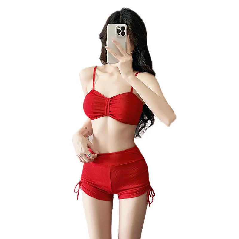 New Swimsuit Women's Split Three Piece Set Covers The Belly and Looks Slimmer, Gathers Small Breasts, Ins Style Hot Spring Bath