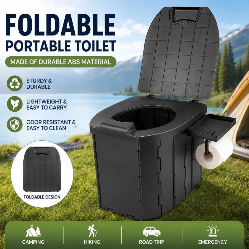 Covered Outdoor Folding Toilet, Camping Toilet, Adult Vehicle-Mounted Toilet, Children's Portable Mobile Toilet