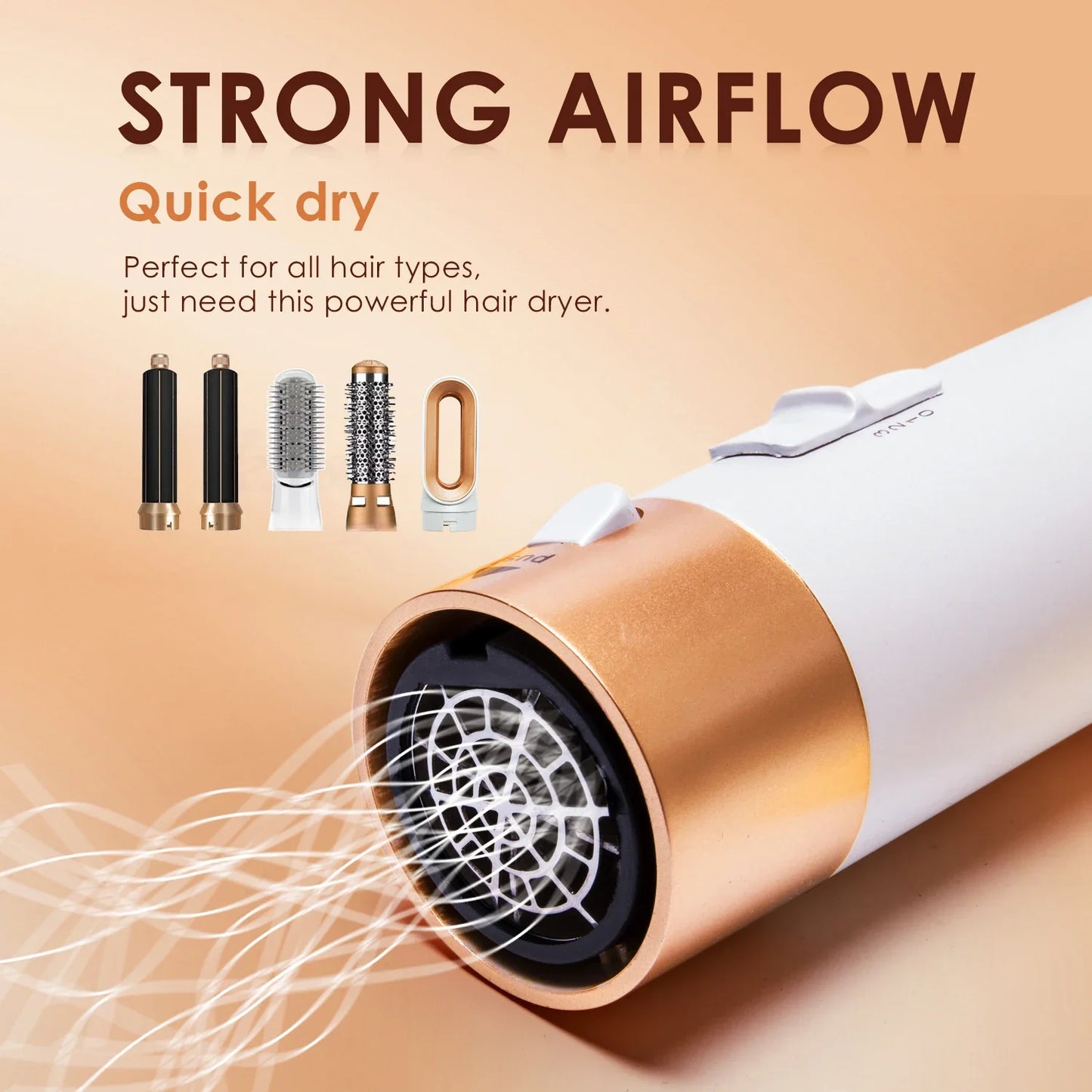 Hairdresser 5-in-1 Hair Clip Curler Hot Air Comb Automatic Curling Comb Straight Comb, Hair Dryer Holiday Gift