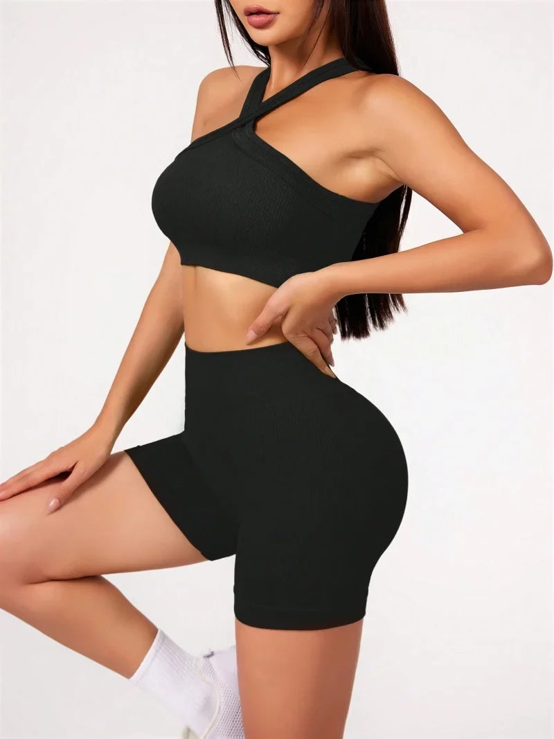 Yoga Shorts and Sports Bra Set