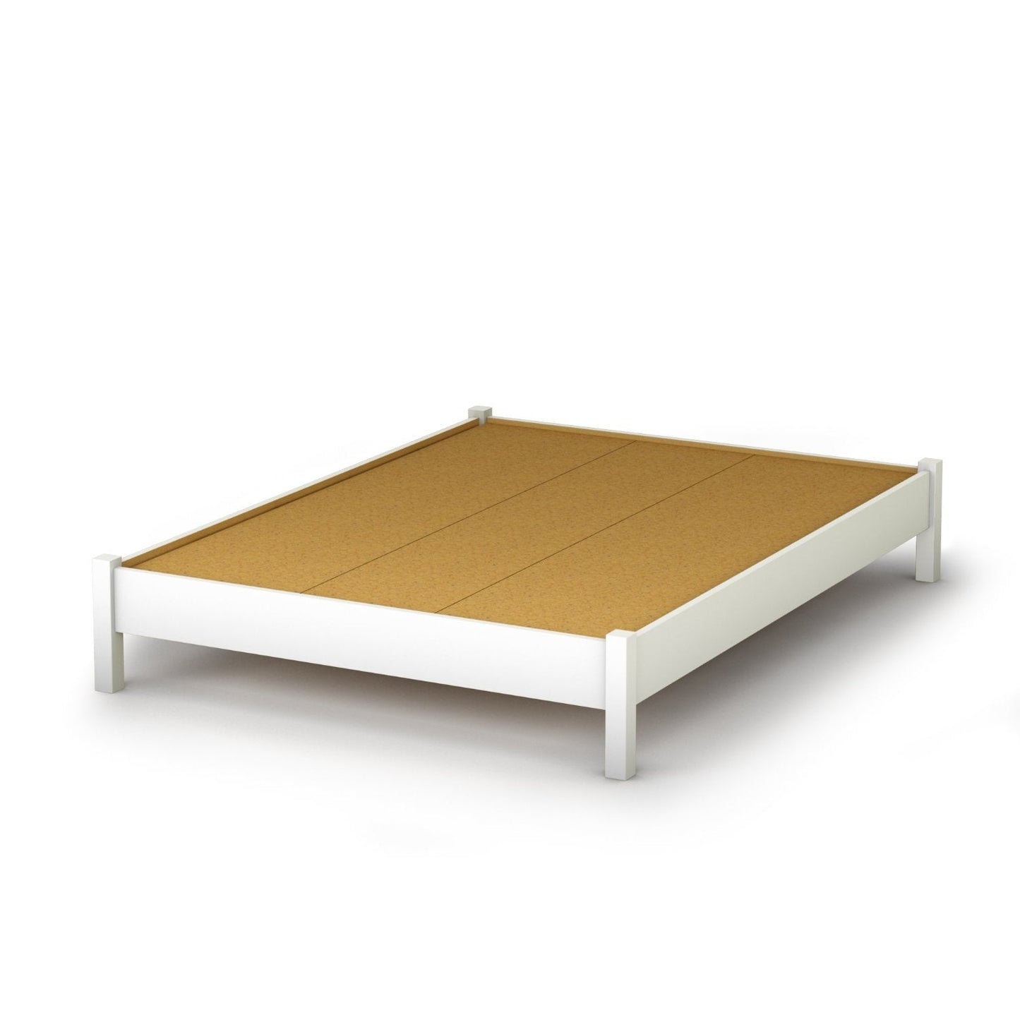 Cama de plataforma sencilla de tamaño completo con acabado blanco - Diseño moderno