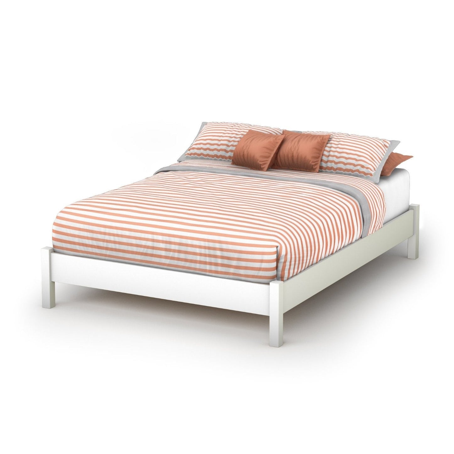 Cama de plataforma sencilla de tamaño completo con acabado blanco - Diseño moderno