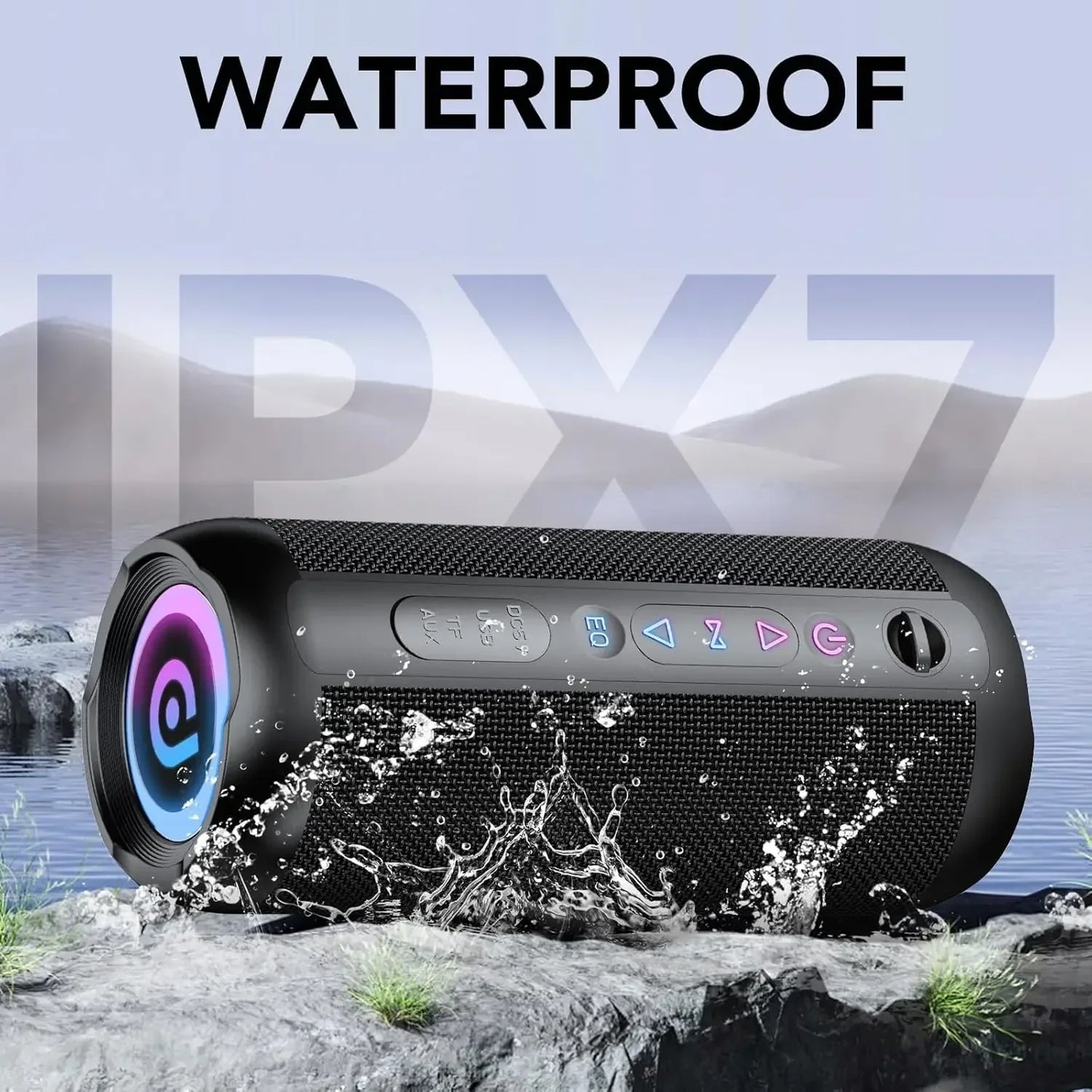 Portable Bluetooth Speaker, Bluetooth 5.4 Speaker, 30W Dual Speaker, Deep Bass, 30H Playtime, 3 EQ Mode, Colorful RGB Lights