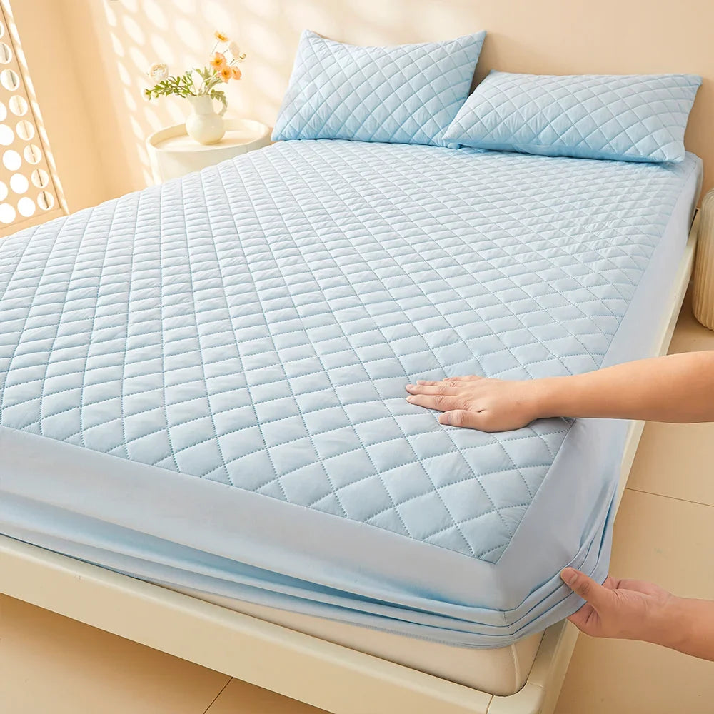 1pc Quilted Waterproof Fitted Sheet, Machine Washable Mattress