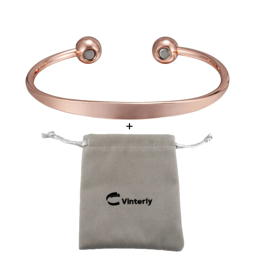 Vinterly Pure Copper Bracelets Magnetic Shiny Adjustable Bangles Arthritis Pain Relief Health Magnet Jewelry Anti Radiation