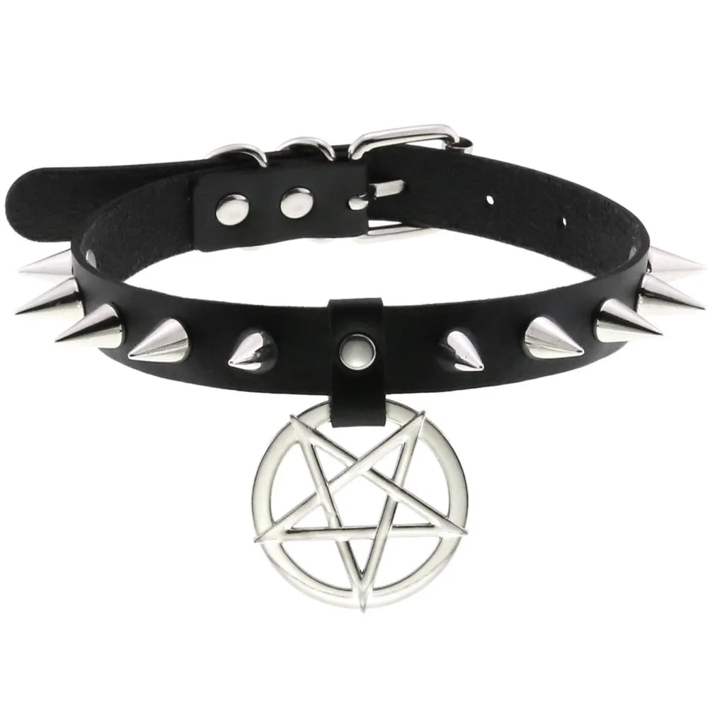 DIEZI Vintage Sweet Cool Hip Hop Rivet Choker Necklace Harajuku Gothic Club Black PU Leather Collar Torques Necklace Jewelry