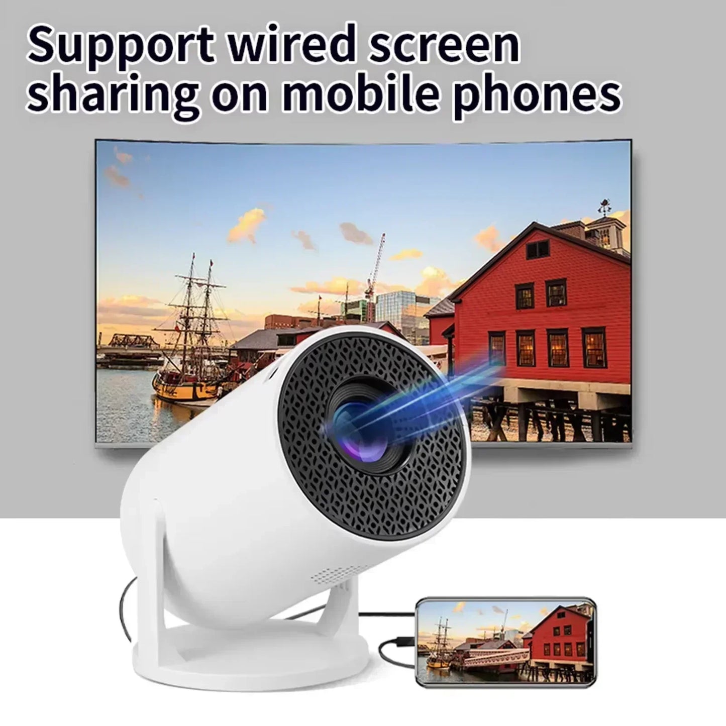 HY300 Smart Mini Projector Wireless Bluetooth Android11.0Support1080P 4kDual Wireless Bluetooth5.4Indoor portable projector