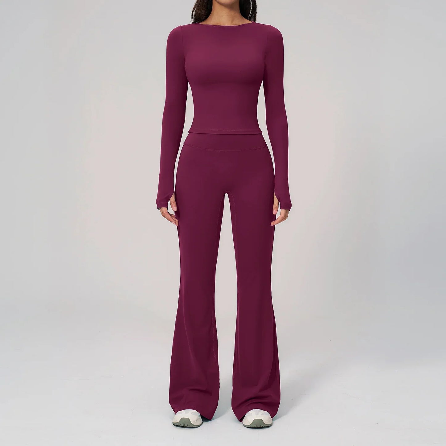 Two Pieces Yoga Set Slim Long Sleeved Gym Set High Elasticity Leggings Sportswear Women's Fitness Cycling Pilates Sports Suits