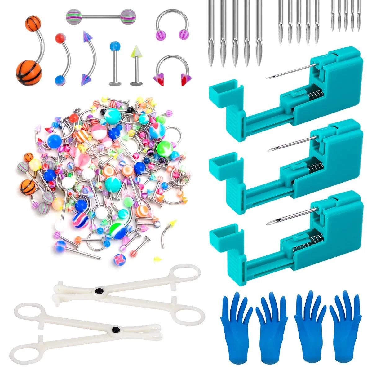 Body Piercing Tool Kit Easy to Use Body Piercing Gun Lip Nose Tongue