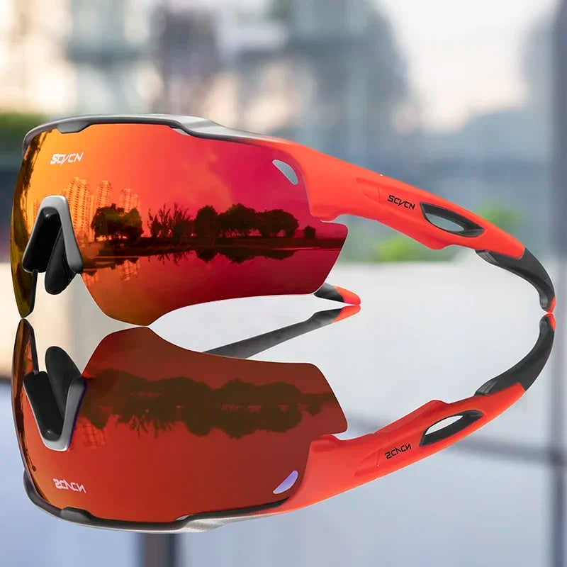SCVCN Outdoor Bicycle Photochromic Glasses Men Cycling Glasses Polarized Cycle Sunglasses MTB UV400 Goggles Woman Bike Eyewear